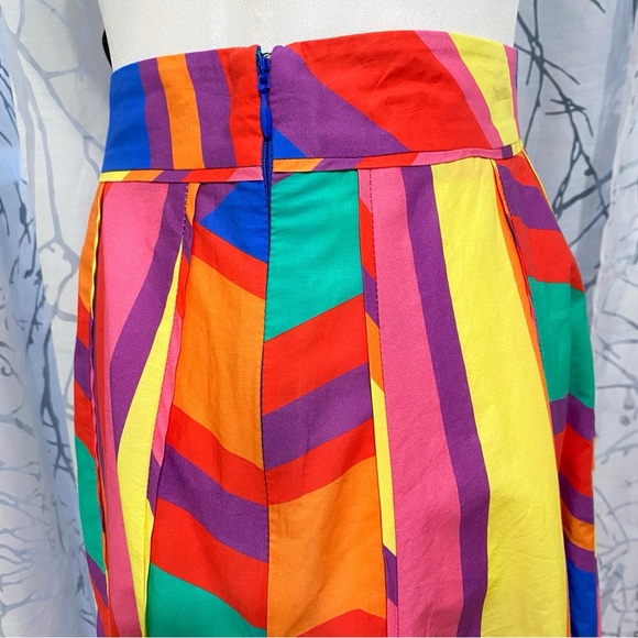 FARM RIO BRUNAS COLORFUL STRIPES COTTON MIDI SKIRT - Picture 4 of 9